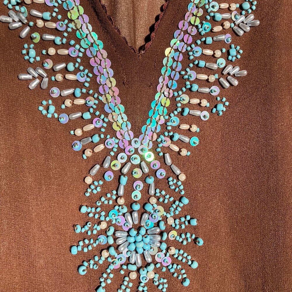 Beaded Silk Beach Coverup